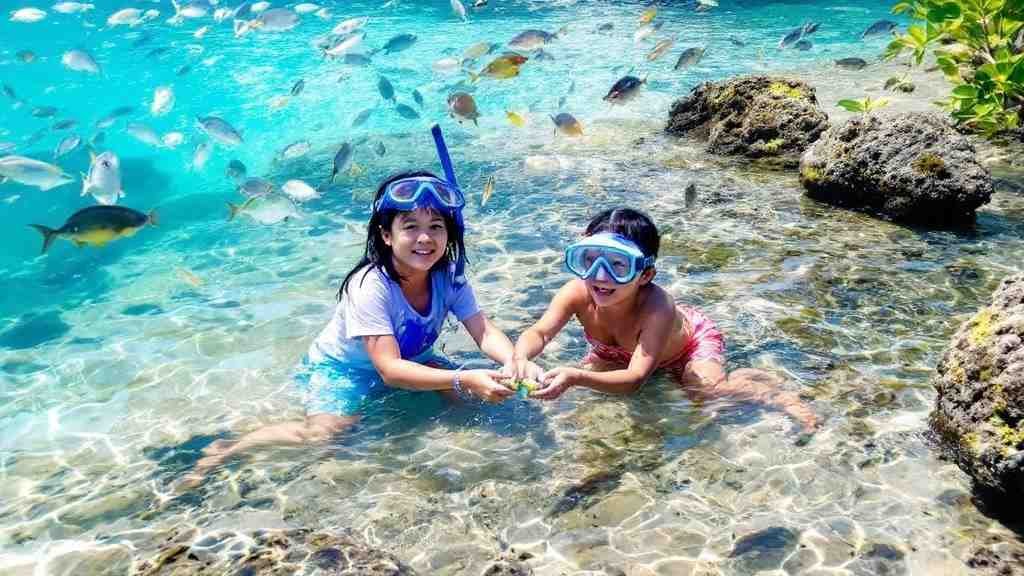 恩納村 子連れシュノーケリング 家族 魚と泳ぐ