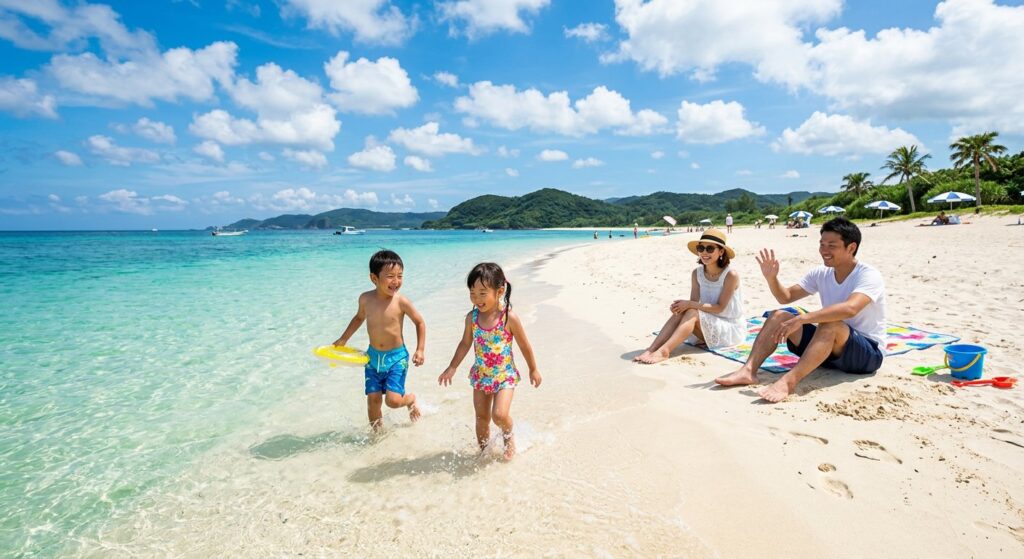 恩納村ビーチ 子連れ 家族旅行 海デビュー